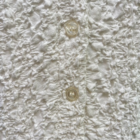 Anthropologie Women Collared Textured Midi Shirt Dress White SZ Small Short Slve - Picture 7 of 13